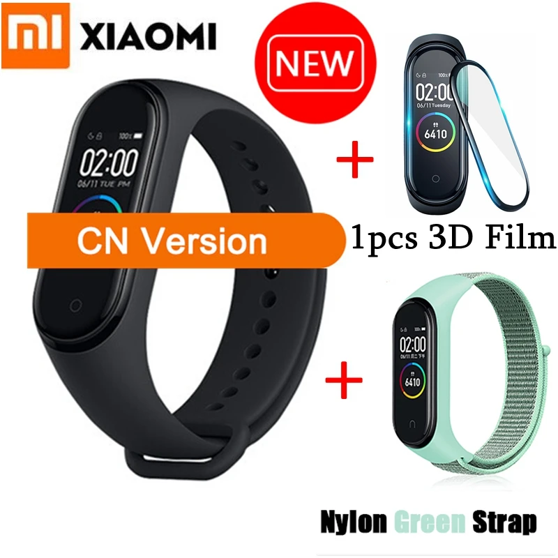 CN 3DfilmNylon04 Xiaomi Mi смарт-браслет 4 глобальной версии 3 цвета AMOLED экран пульсометр фитнес Bluetooth 5,0 спортивный водонепроницаемый браслет - Цвет: CN 3DfilmNylon04
