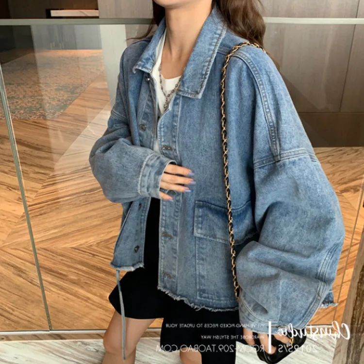 

Early Autumn Jeans Coat Women's 2019 New Style Korean-style Loose-Fit Short Coat Retro Hong Kong Flavor Long-sleeved Upper Garme