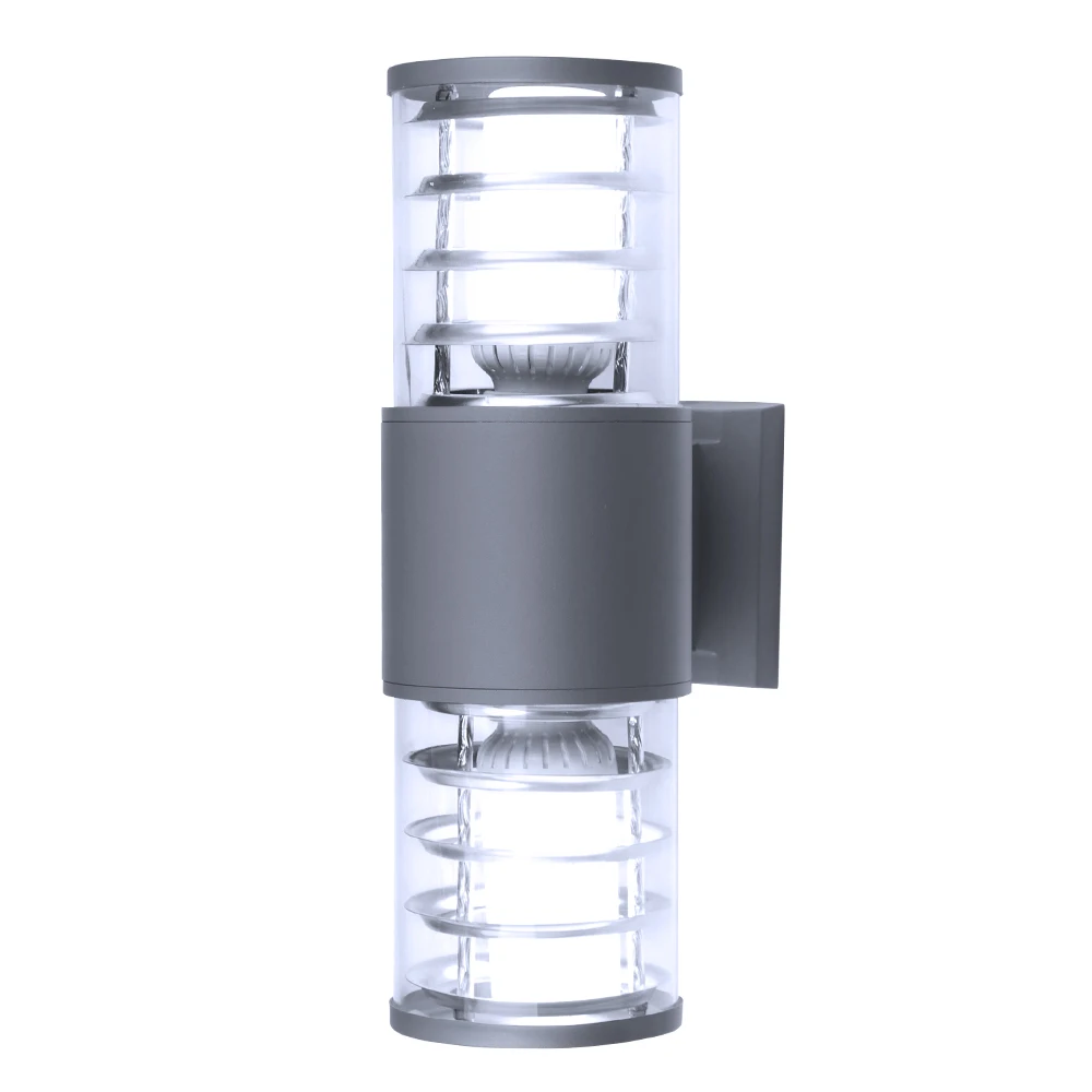 Серый 24 W Waterproof Indoor Lighting Aluminum Glass Lampshade LED Wall Light Fixtures IP65 Wall Lamp Outdoor E27 Socket Wall Lamps - Цвет абажура: Серый