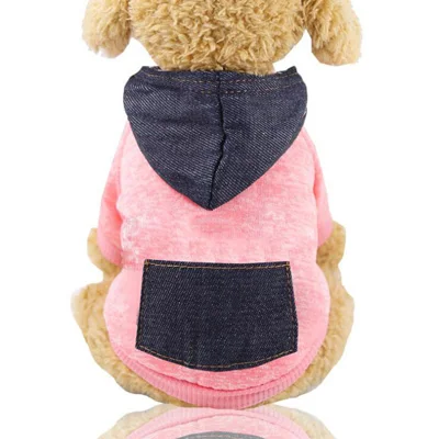 Стиль, осенне-зимняя одежда для собак, теплое хлопковое пальто для собак, двухногая куртка с капюшоном для собак, одежда для маленьких и средних щенков чихуахуа - Цвет: Pink