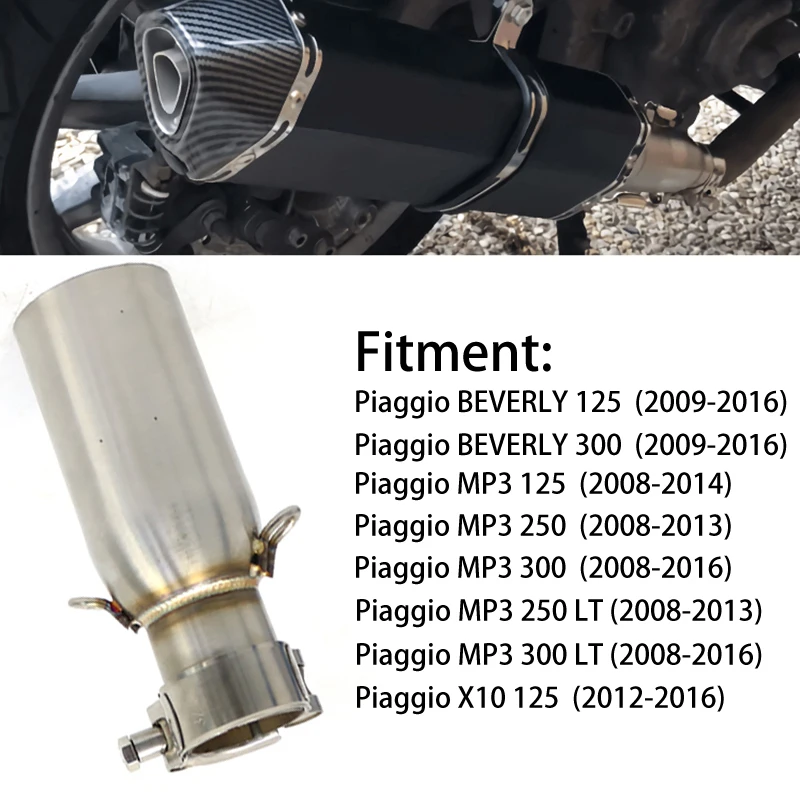 Scarico Moto Mid Mid Collegamento Collegamento Marmitta Marmitta Fuga Slip On Per Piaggio Aac 125 300 Mp3 125 250 300 Lt X10 125