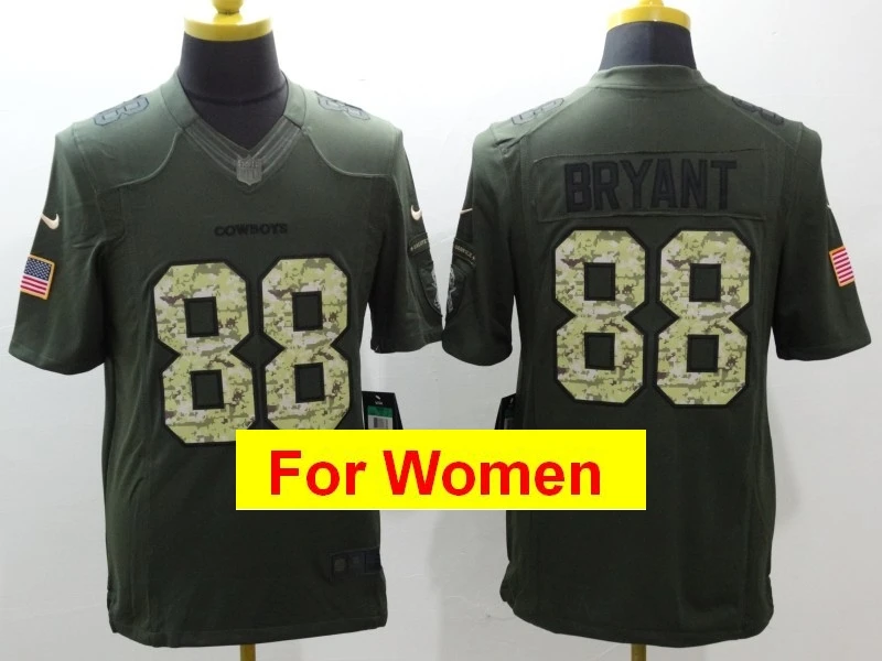 Женские футболки Dallas#88 Dez Bryant Game color Rush - Цвет: Хаки