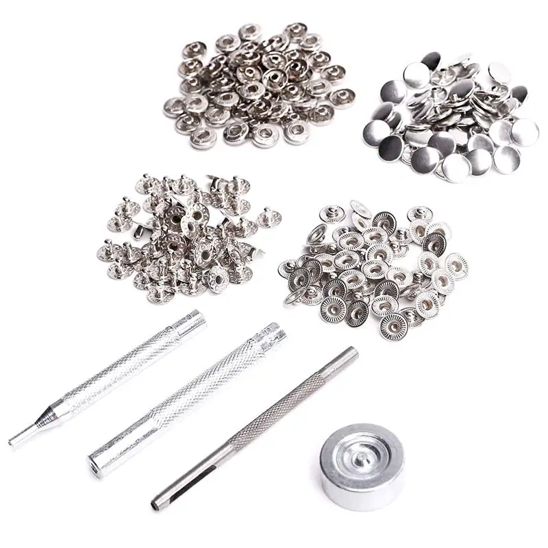 

50 x silver Snap 10 mm + Tool for leather products
