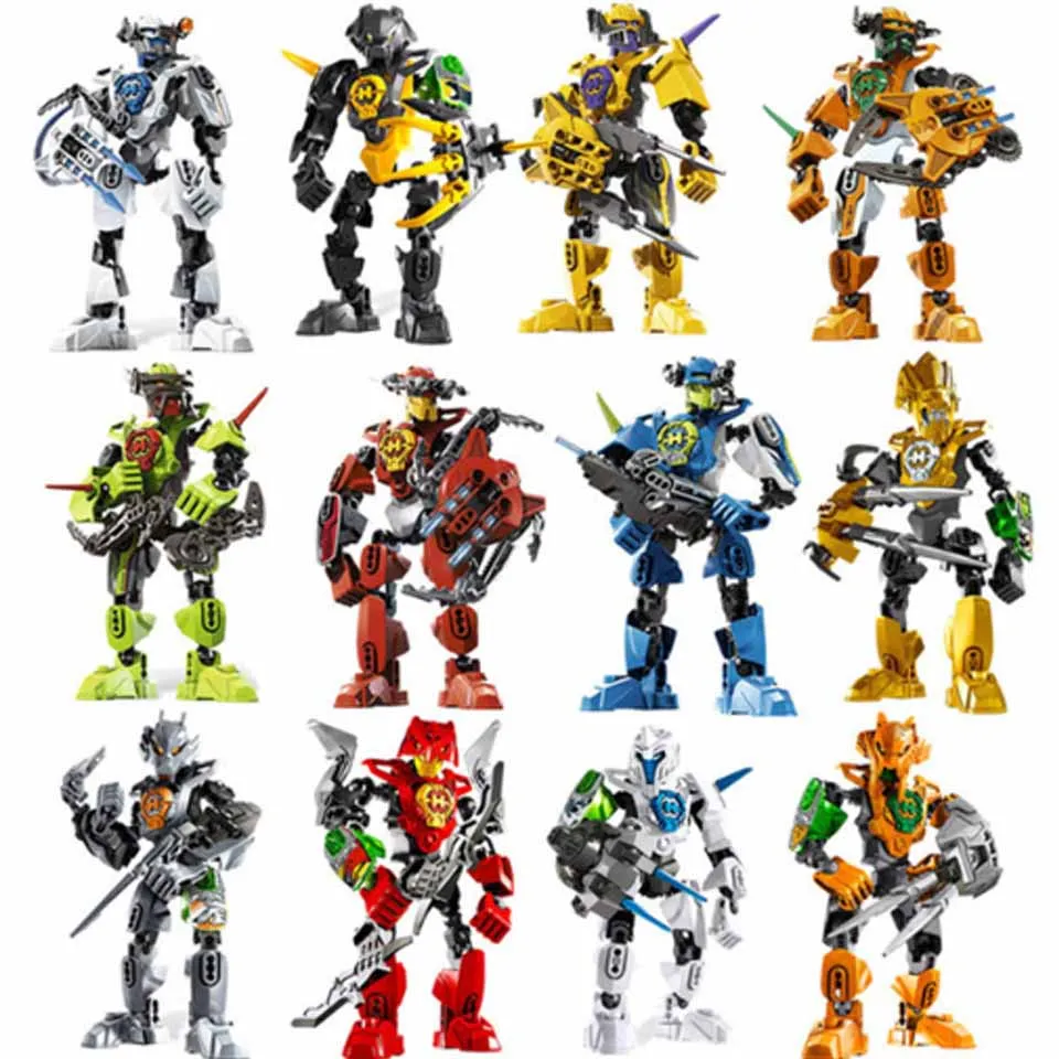 

12pcs Hero Factory Star Warrior Soldiers Bionicle Surge Evo Stringer Robot Figures Building Block Compatible With Toys