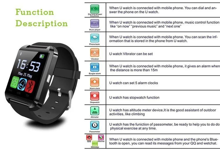 Новые смарт-часы U8 Bluetooth Smartwatch U80 для IPhone 6/5s samsung S6/Note 4 htc Android смартфон Android