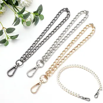 

2020 Fashion DIY Replacement Women Bag Handle Wrist Strap Bag Chain Clutch Wristlet Purse Strap Metal Bag Handles Pearl Handles