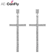 AE-CANFLY Модный Блестящий Кристалл Стразы в форме Креста Элегантные корейские женские серьги-капли вечерние ювелирные изделия