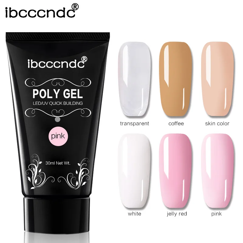 

30g Polygel Nail Acrylic Poly Gel Pink White Clear Crystal UV LED Builder Gel Tips Enhancement Slip Solution Quick Extension Gel