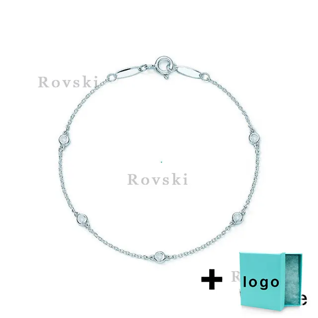 

SL TFB Rllen Original 925 sterling silver white gemstone bracelet with original logo jewelry wholesale.