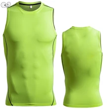 Мужские дышащие быстросохнущие рубашки без рукавов для мужчин s компрессионный жилет для бега тренировочный короткий топ для фитнеса колготки Спортивная одежда для тренажерного зала