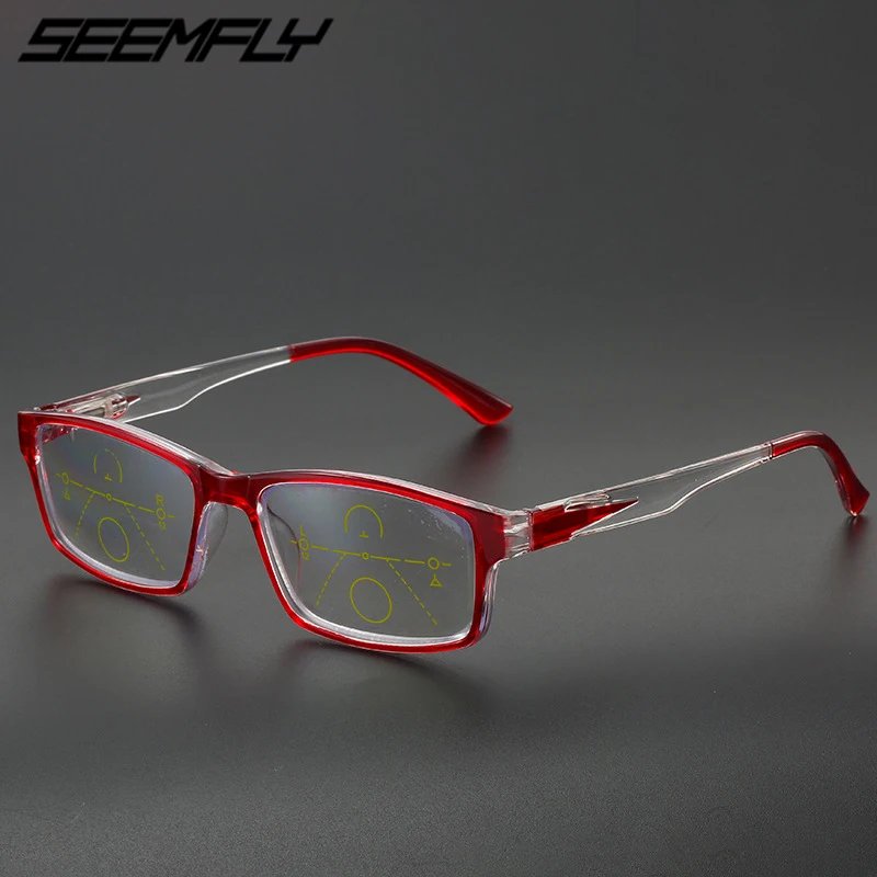 Seemfly, Мультифокальные очки для чтения, анти-синий светильник, квадратная оправа, увеличительная дальнозоркость, очки для мужчин и женщин, 1,0, 1,5, 2,5, очки