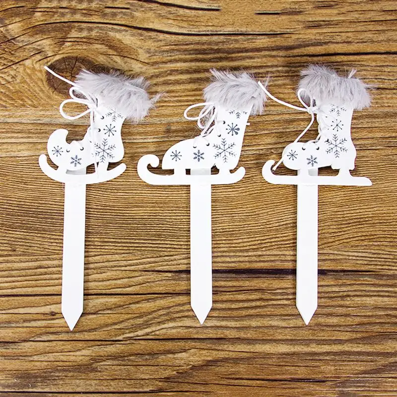6pcs Wooden Sleigh Star Heart Cake Toppers Chrtistmas Cupcake Picks Decor New Year Home Xmas Party Supplies A35