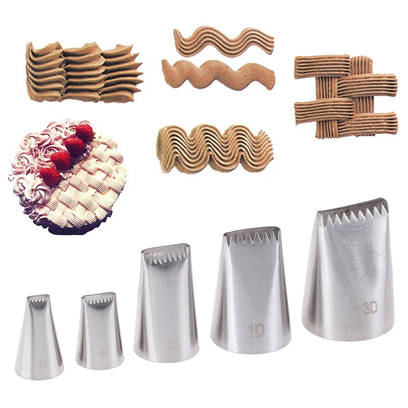 5pcs Basket Weave Tips Icing Piping Nozzle Stainless Steel Writing Tube | Дом и сад