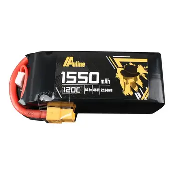 

Auline 14.8V 4S 1550mAh 120C LiPo Battery XT60 Perfect for RC FPV Racing Freestyle 5inch 4S Drones