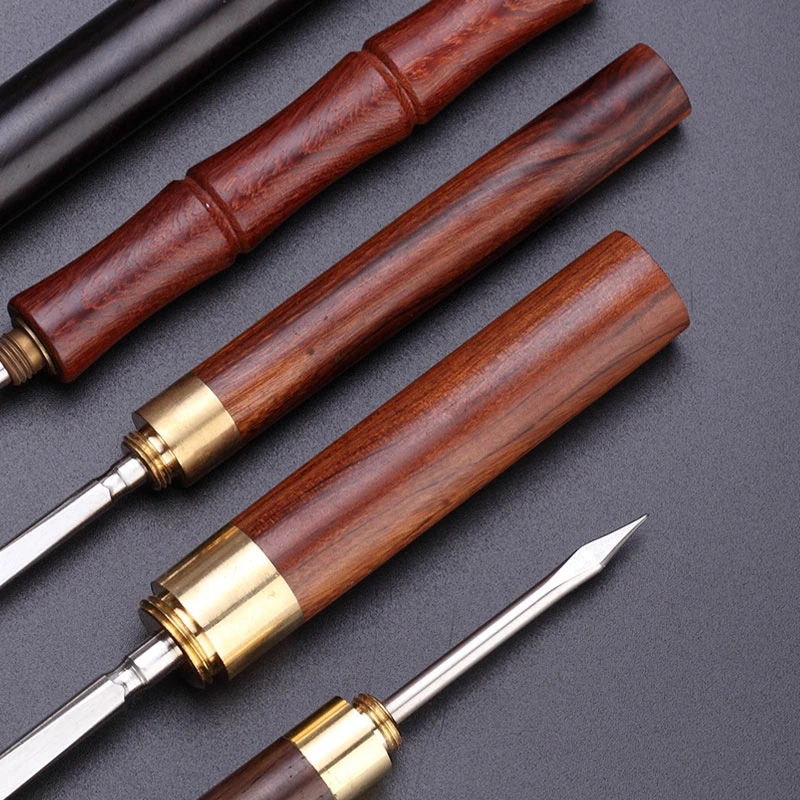 Tea Knife Tea Needle 1pcs delicate tea knife tea needle trumpet ebony ChaZhen dao pu 'er Sandalwood Tea Knife Needle Pick With Wood Handle