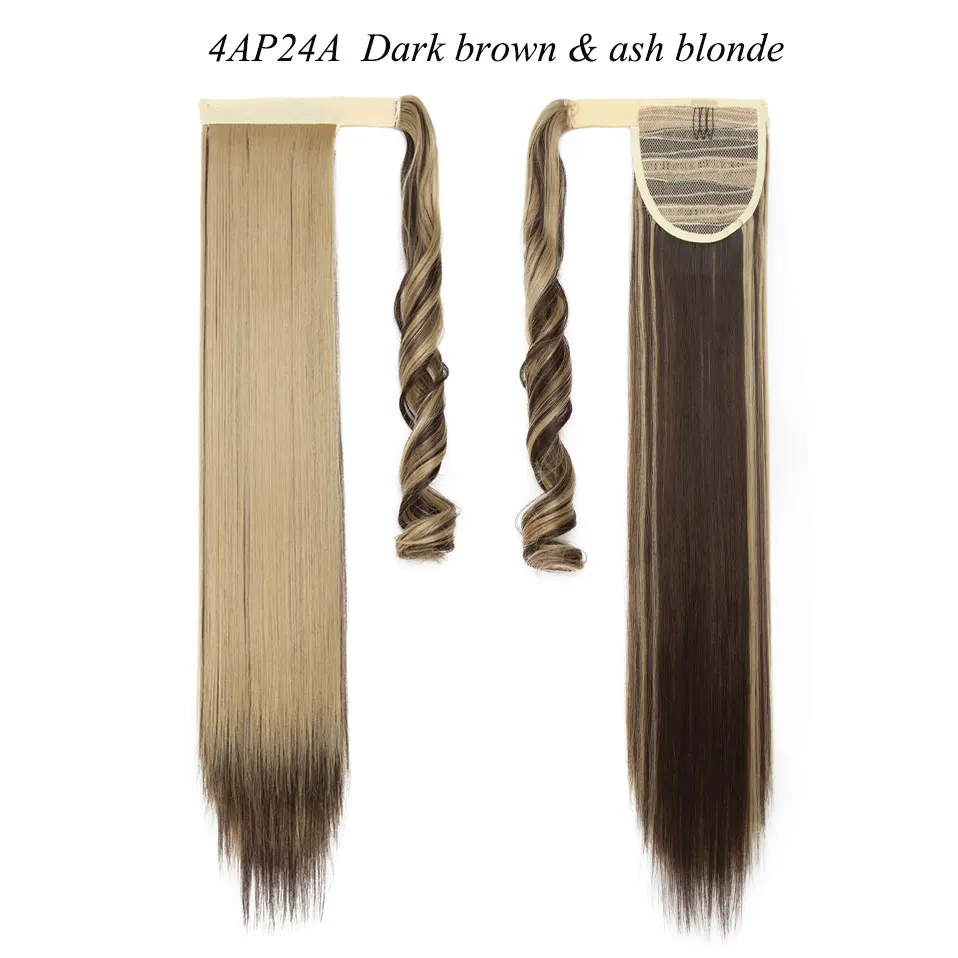 S-noilite 24 ''длинные прямые синтетические конский хвост обертывание вокруг клип в конский хвост наращивание волос термостойкие волосы хвост - Цвет: 4AP24A