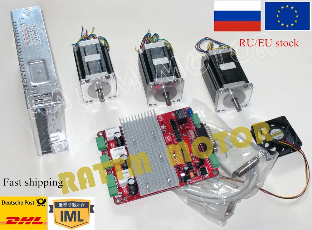 3 оси Nema 23 шаговый двигатель комплект 23HS8430 76 мм/3.0A 270 унций с плата контроллера ЧПУ