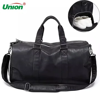 

Male Leather Travel Bag Large Duffle Independent Shoes Storage Big Fitness Bags Handbag Bag Luggage Shoulder Bag Black XA237WC