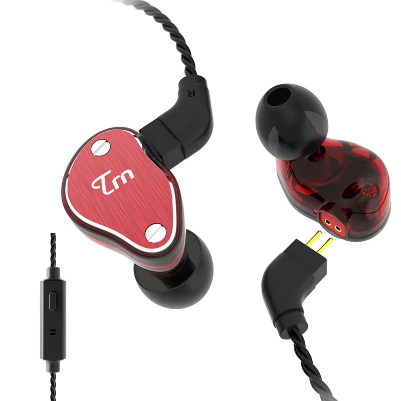 Red with mic TRN V60 1BA+ 2DD гибридные HIFI наушники-вкладыши DJ Monito, наушники для бега, наушники, гарнитура, bluetooth-кабель ZSX C12 - Цвет: Red with mic