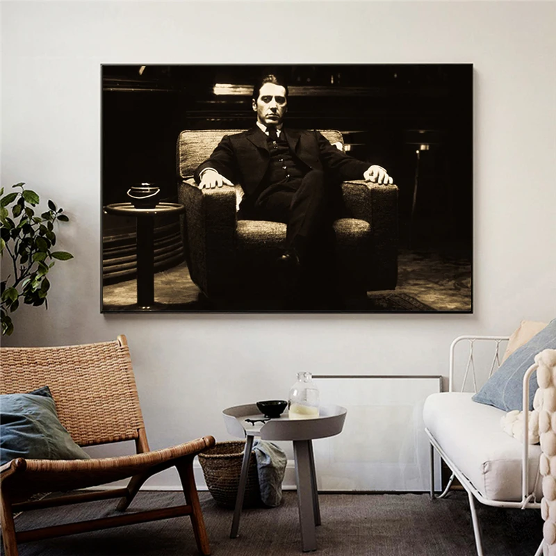 Винтажные настенные плакаты и принты для кино Godfather черно белые картины на холсте крестного отца
