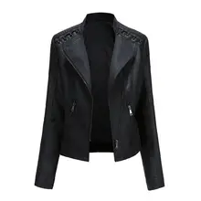 

40%HOTWomen Autumn Winter Faux Leather Jacket Zipper Stand Collar Motorcycle Slim Coat