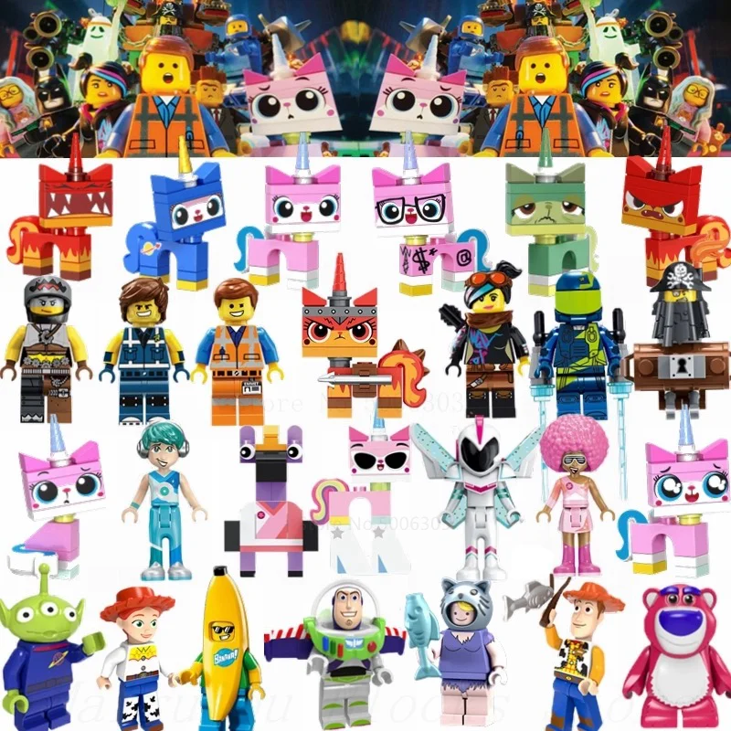 

Movie 2 Sets Blocks Figures Emmet Lucy Rex Disco Kitty Sweet Mayhem Cartoon Building Block Toy Story Action Figure Kid Toys Gift