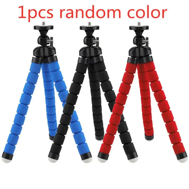 random color 360 градусов Гибкий Кронштейн для камеры телефона осьминог-штатив Средний губчатый Треугольный Кронштейн Портативный штатив подходит для селфи - Цвет: random color