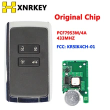 

XNRKEY 4 Button Smart Remote Car key PCF7953M HITAG AES 4A Chip 433.92Mhz for Renault Megane 4 Talisman Espace 5 Kadjar 2015