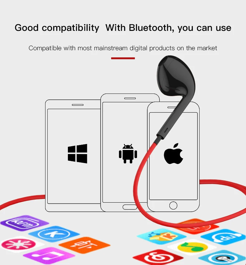 Беспроводные спортивные Bluetooth наушники, стерео музыкальные наушники для iPhone, samsung, Xiaomi, магнитная гарнитура, наушники с микрофоном