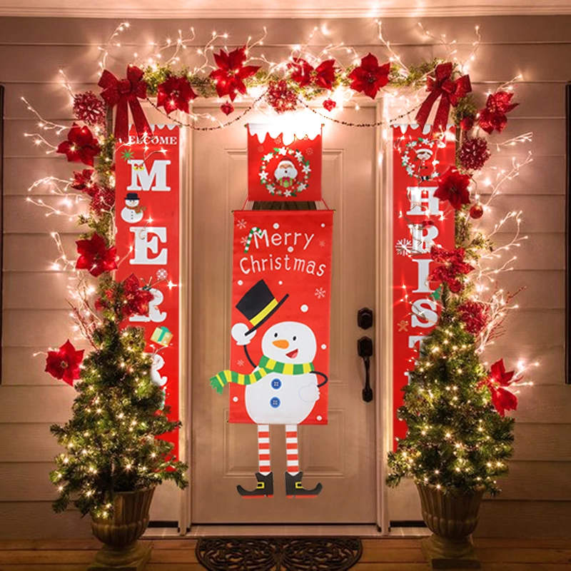 Frohe Weihnachten Banner Set Tür Fahnen hängen Xmas Party Ornament Store Dekor 