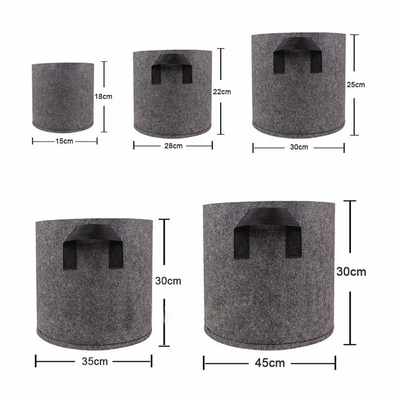 5 размеров серые фетровые горшки садовый пакет для выращивания растений садовые