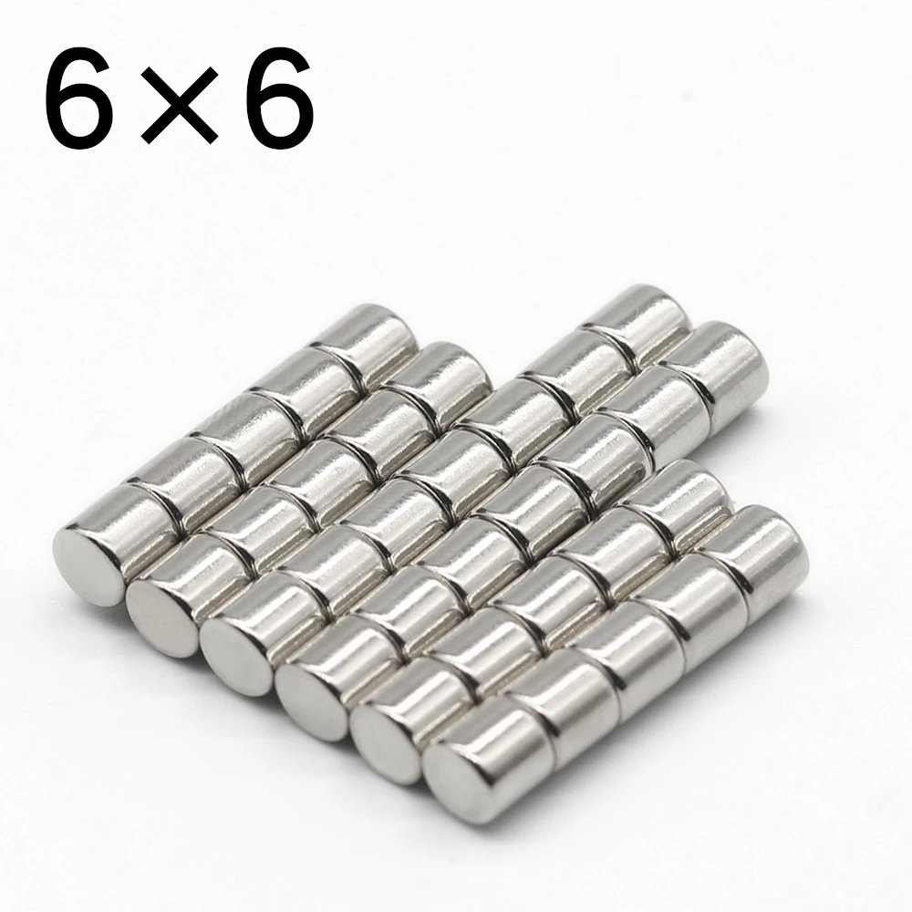 Круглый неодимовый магнит NdFeB N35 10/20/50/100/200 шт. 6x6 супермощный маленький постоянный
