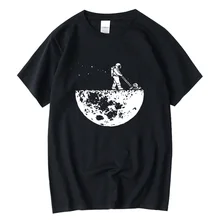 

XINYI Highquality100%cotton Lunar cleaner printing street style casual short sleeve tshirt cool loose o-neck tshirt male t-shirt