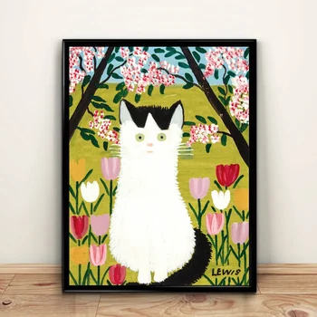 

Cat Maud Lewis Canvas poster Wall Art,no frame