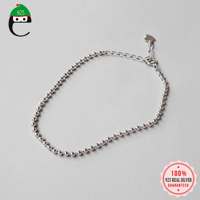 ElfoPlataSi 100% 925 Solid Real Sterling Silver 2mm Beads Bracelet For Women Girls Lady Fine Jewelry Gift DS2278 | Украшения и