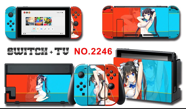 1set New Cute Anime Full Body Sticker for NS Switch Protective Cover Skin Colorful Art for Game Console Joy-Con Controller Decor