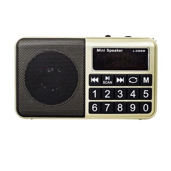 

L-238SW Mini Portable Digital Multi Full Band FM Am Mw Sw Radio Receiver Support From Tf Card USB Flash Drive(Golden)