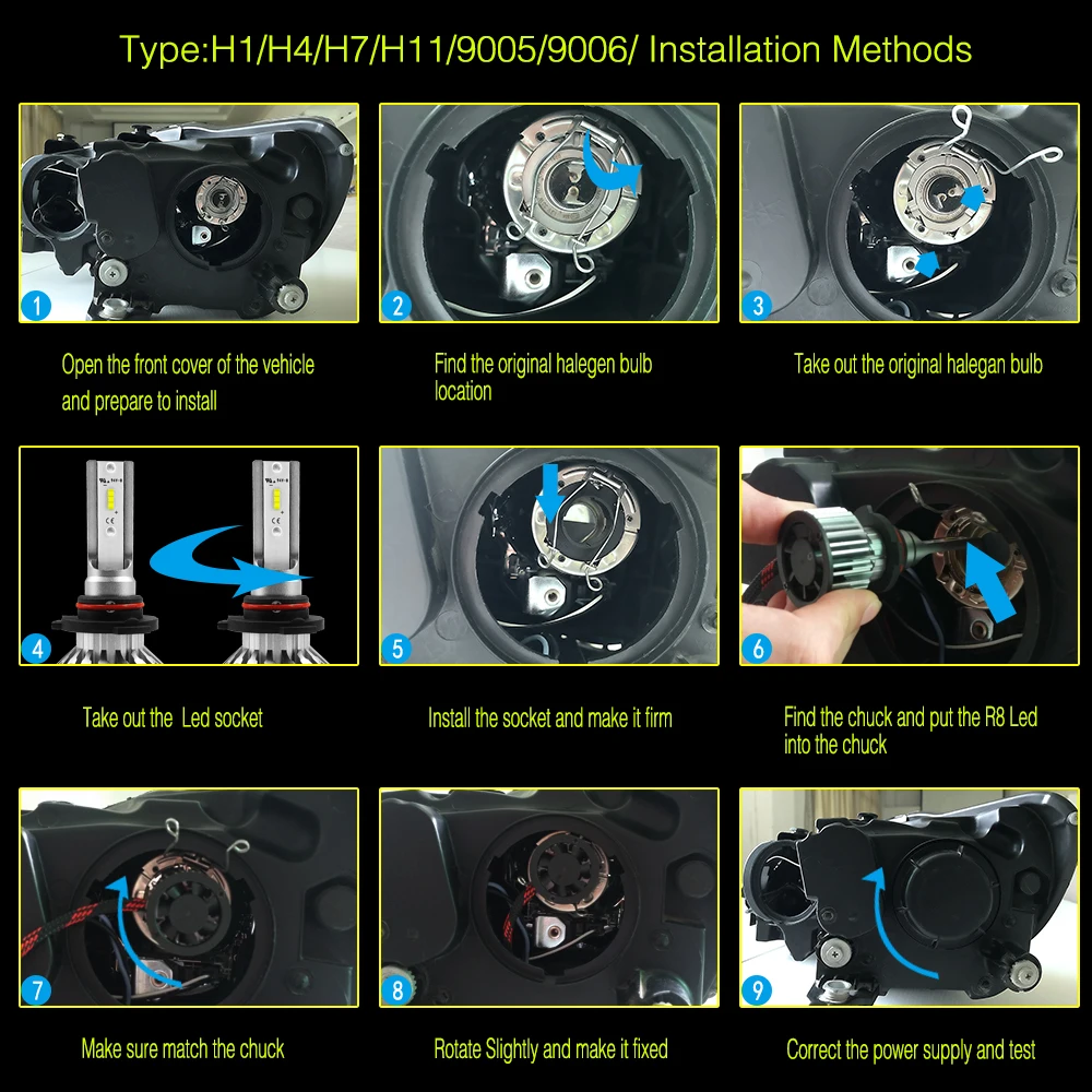Автомобильные S6 светодиодные фары H1 H4 H7 H11 9005 9006 лампы Автомобильные фары 60 Вт 7600LM 6000K белые Автомобильные фары Светодиодные Автомобильные фары