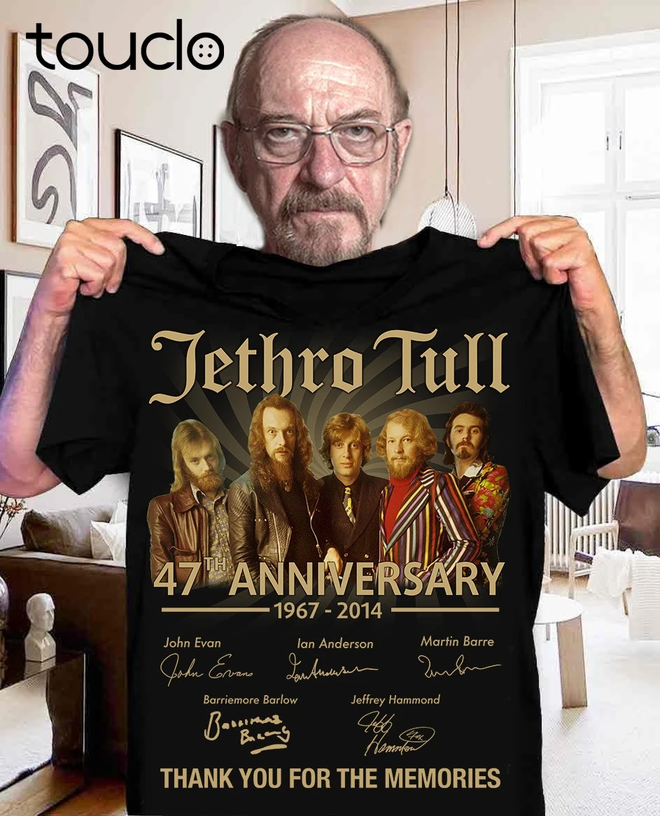 

Мужская хлопковая футболка Jethro Tull, черная, с надписью на 47-ю годовщину 1967-2014