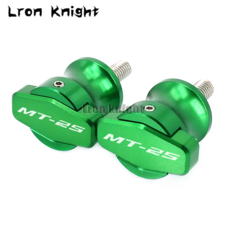 For YAMAHA MT-03 MT-25 MT03 MT25 MT 03 MT 25 Motorcycle CNC Frame Stands M6 Screws sliders Swingarm Spools Slider 6MM - Color: MT-25 Green