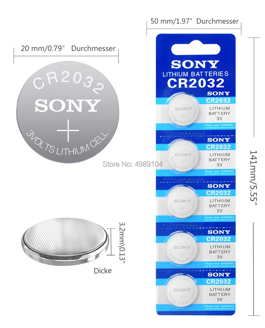 SONY 15 шт. CR2032 CR 2032 кнопочные элементы для монет литиевая батарея для часов игрушки Кнопка батарея 5004LC ECR2032 CR2032 DL2032