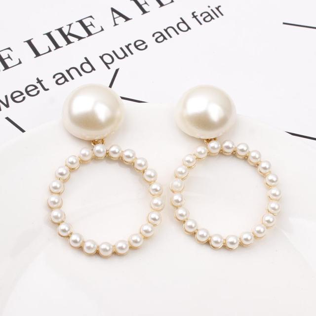 Style Simulated Pearl Earrings For Women Personality Geometric Female Elegant Earring Jewelry Valentine's Day Girl Gift