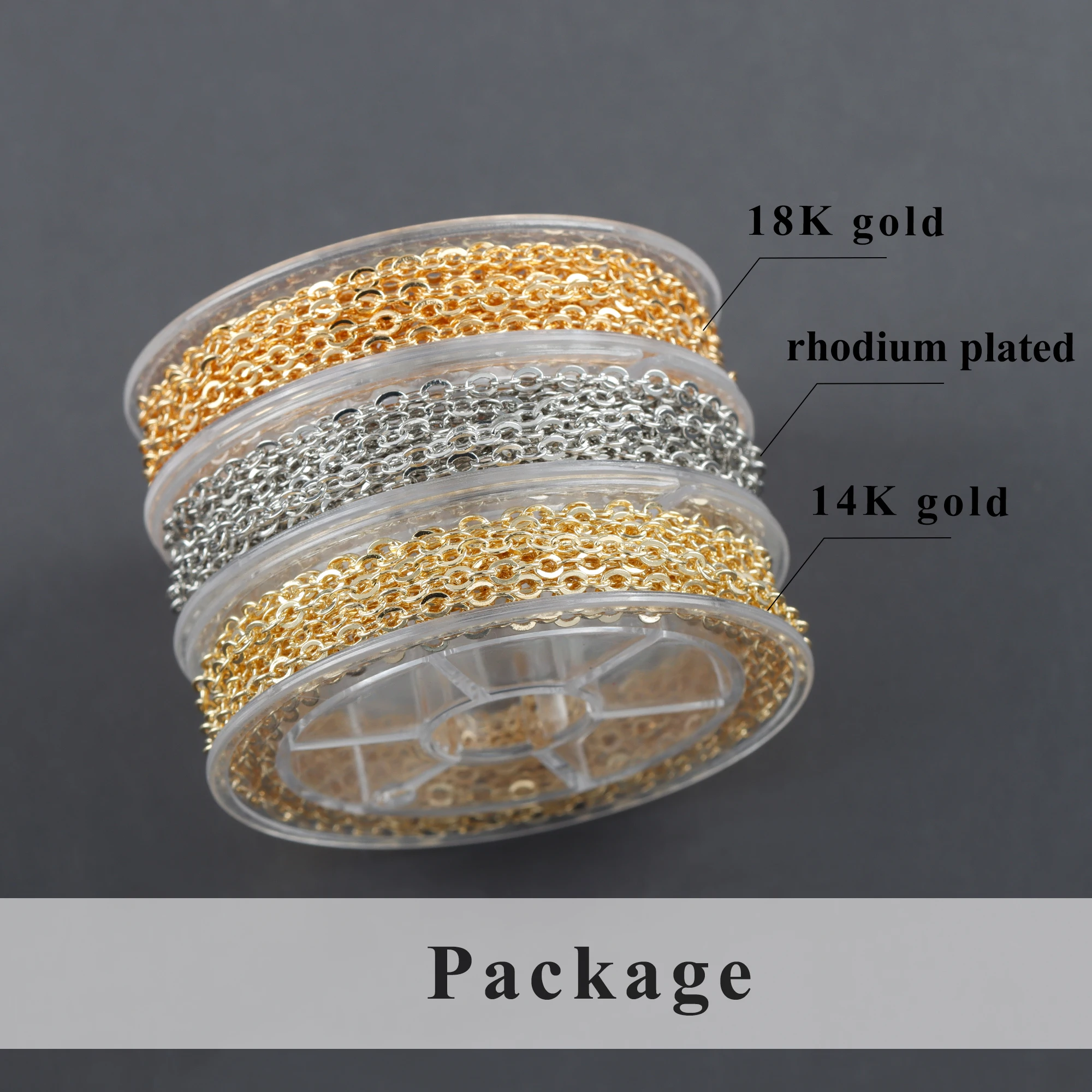 YEGUI C259,diy 체인, 18k 14k 금 도금, 구리 금속, 로듐 도금, 보석 찾기, diy 팔찌 목걸이, 보석 만들기, 3 메터/몫