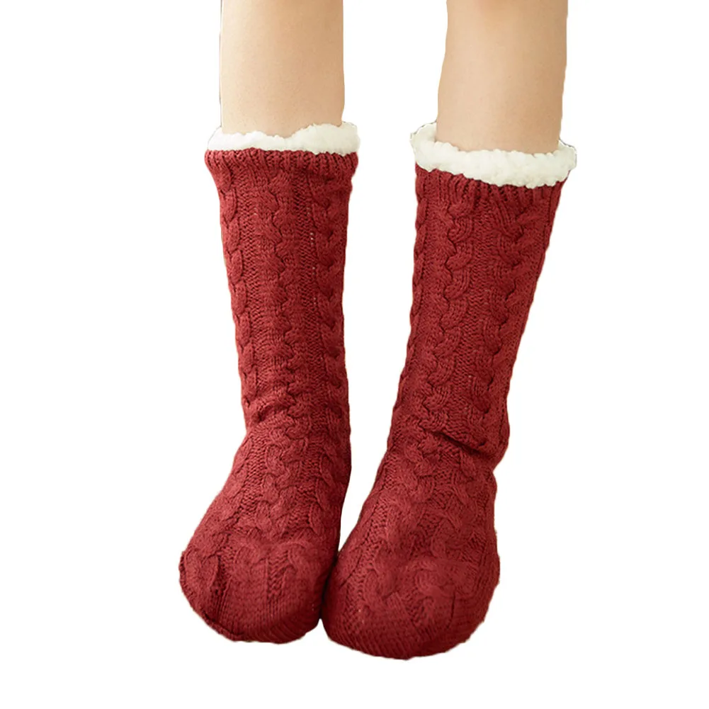 1 пара теплых ультра-плюшевых носков-тапочек толстые Нескользящие домашние носки-тапочки JL