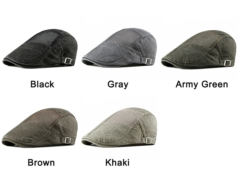 Wuaumx Summer Men's Hats Hollow Out Berets Hat Women Breathable Cotton Visors Driver Cap Mesh Herringbone Newsboy Cap Adjustable male beret hat