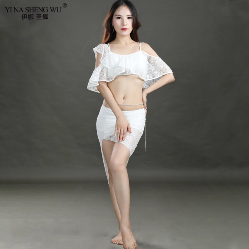 Женский костюм для танца живота облегающий кружевной топ короткая юбка комплект