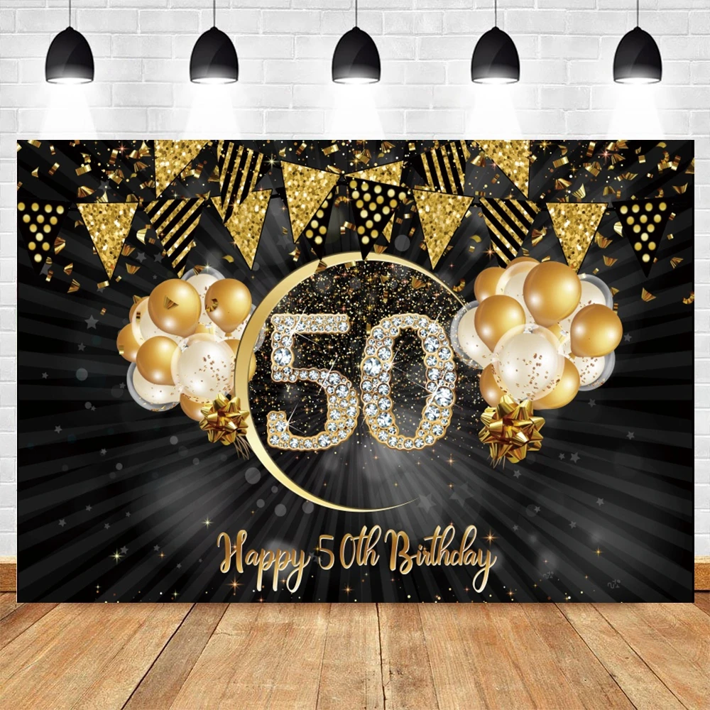 50th-Birthday-Golden-Balloon-Custom-Photography-Backdrop-Vinyl