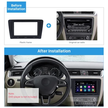 

Harfey Car 2Din Radio Fascia Frame Refitting Panel for Skoda Rapid Spaceback 2014 DVD Adaptor in Dash Mount CD Trim Black Plate