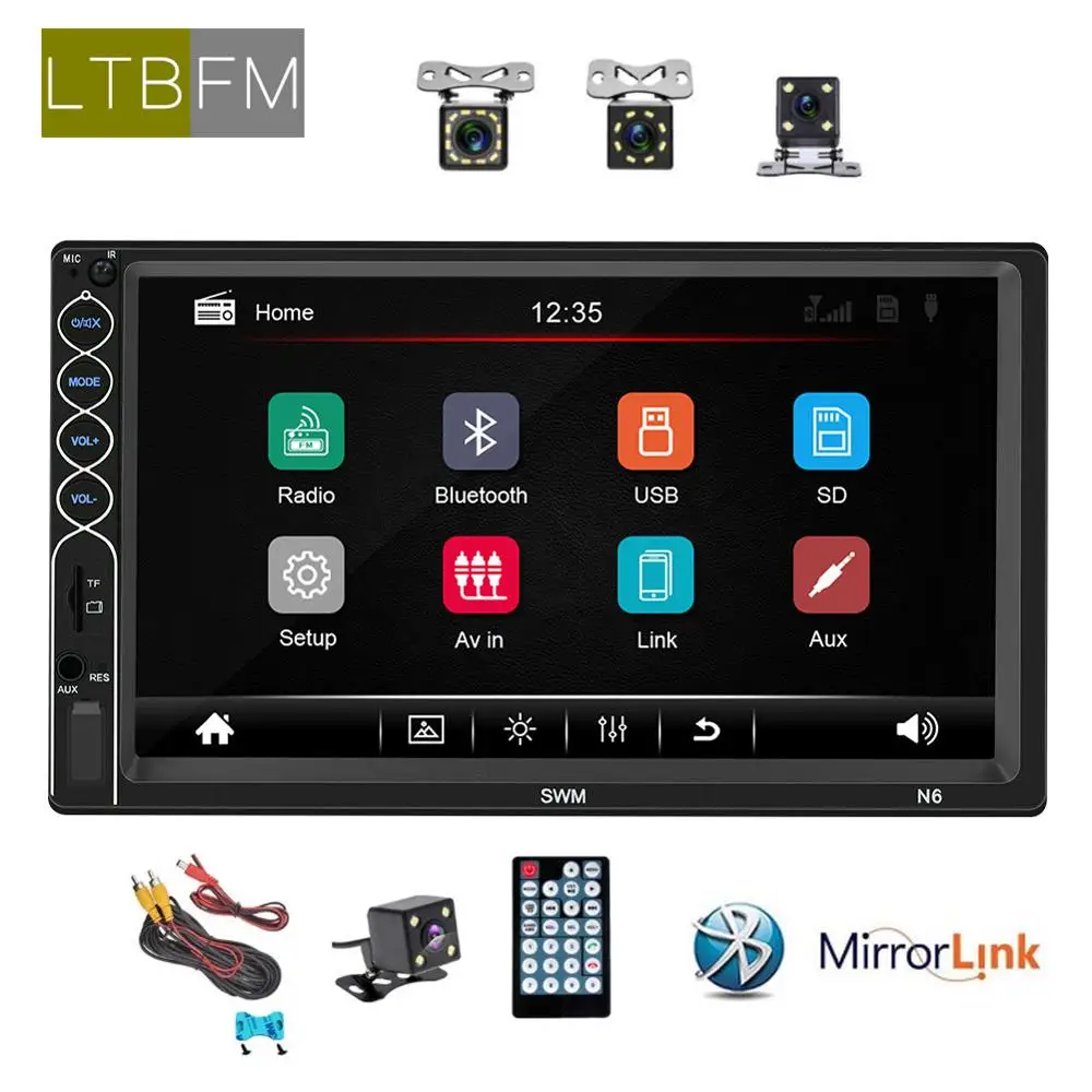 Mirror link 2 din автомагнитола Авто Аудио Авторадио с сенсорным экраном bluetooth автомобильный стерео цифровой дисплей FM/USB/AUX-IN камера заднего вида