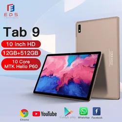 Tab 9 novo tablet 10 Polegada 12gb ram 512gb rom tablete android 11.0 duplo telefone 5g com 8800 mah gps bluetooth wifi tablet pc